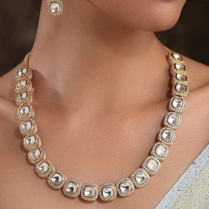 Blush Pink Gold Plated Meenakari Necklace Set